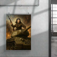 Mariya Oktyabrskaya atop Fighting Girlfriend tank poster 4