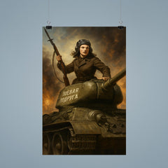 Mariya Oktyabrskaya atop Fighting Girlfriend tank poster 9