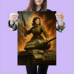 Mariya Oktyabrskaya atop her tank Fighting Girlfriend poster 3