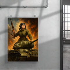 Mariya Oktyabrskaya atop her tank Fighting Girlfriend poster 4