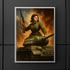 Mariya Oktyabrskaya atop her tank Fighting Girlfriend poster 5