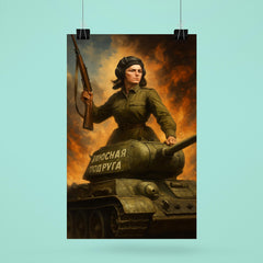 Mariya Oktyabrskaya atop her tank Fighting Girlfriend poster 6