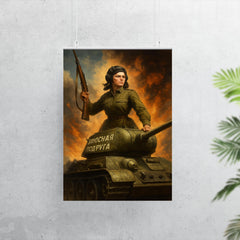 Mariya Oktyabrskaya atop her tank Fighting Girlfriend poster 7