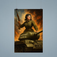 Mariya Oktyabrskaya atop her tank Fighting Girlfriend poster 9