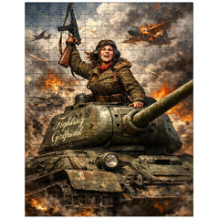Mariya Oktyabrskaya atop tank Fighting Girlfriend jigsaw puzzle