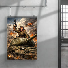 Mariya Oktyabrskaya atop tank Fighting Girlfriend poster 4