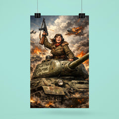 Mariya Oktyabrskaya atop tank Fighting Girlfriend poster 6