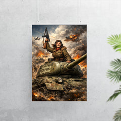 Mariya Oktyabrskaya atop tank Fighting Girlfriend poster 7