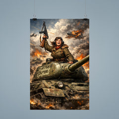 Mariya Oktyabrskaya atop tank Fighting Girlfriend poster 9