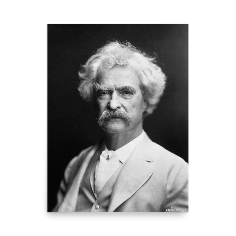 Mark Twain poster on a plain backdrop in size 18