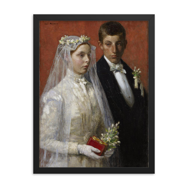 Marriage by Gari Melchers framed print on a plain backdrop in size 18