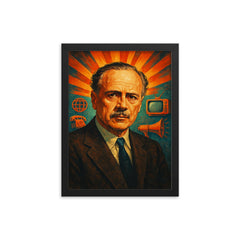 Marshall McLuhan framed print on a plain backdrop in size 12"x16".