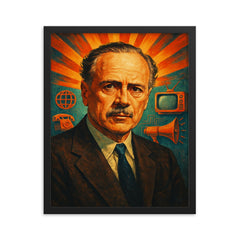 Marshall McLuhan framed print on a plain backdrop in size 16"x20".