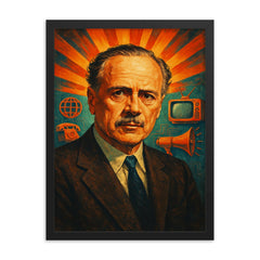 Marshall McLuhan framed print on a plain backdrop in size 18"x24".