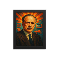 Marshall McLuhan framed print on a plain backdrop in size 8"x10".