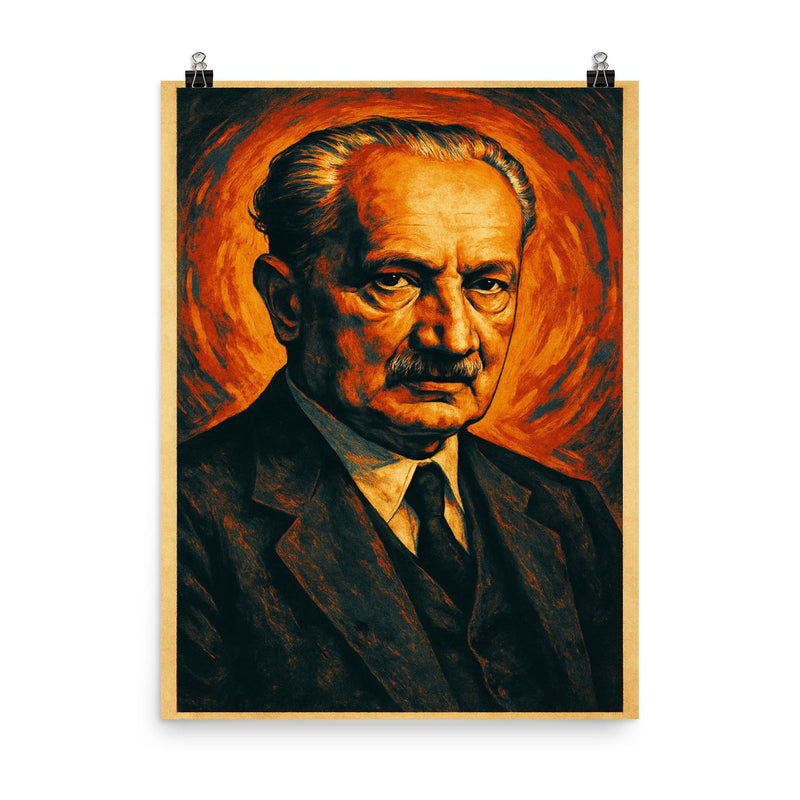 Martin Heidegger poster on a plain backdrop in size 8