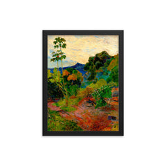 Martinique Landscape by Paul Gauguin framed print on a plain backdrop in size 12"x16".
