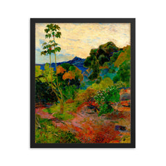 Martinique Landscape by Paul Gauguin framed print on a plain backdrop in size 16"x20".