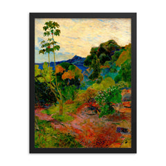Martinique Landscape by Paul Gauguin framed print on a plain backdrop in size 18"x24".