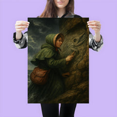 Mary Anning discovering ichthyosaur in cliff storm poster 3