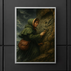 Mary Anning discovering ichthyosaur in cliff storm poster 5