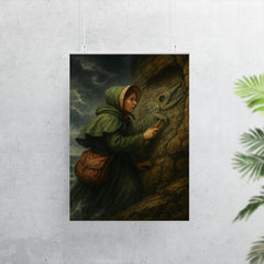 Mary Anning discovering ichthyosaur in cliff storm poster 7