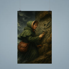 Mary Anning discovering ichthyosaur in cliff storm poster 9