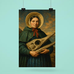 Mary Anning holding ichthyosaur skull poster 6