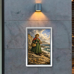 Mary Anning on Lyme Regis fossil cliffs poster 2