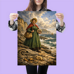 Mary Anning on Lyme Regis fossil cliffs poster 3