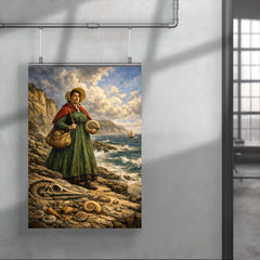 Mary Anning on Lyme Regis fossil cliffs poster 4