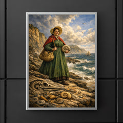 Mary Anning on Lyme Regis fossil cliffs poster 5