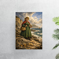 Mary Anning on Lyme Regis fossil cliffs poster 7