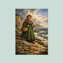 Mary Anning on Lyme Regis fossil cliffs poster 8