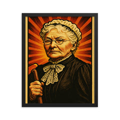Mary Harris Jones framed print on a plain backdrop in size 16"x20".