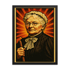 Mary Harris Jones framed print on a plain backdrop in size 18"x24".
