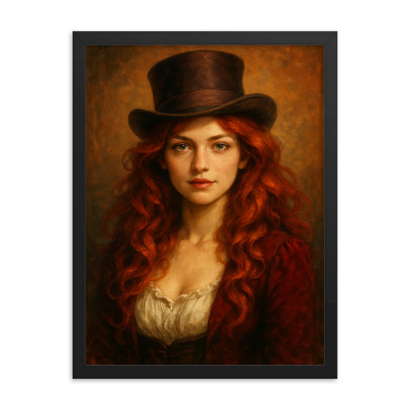 Mary Jane Kelly framed print on a plain backdrop in size 18