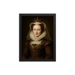 Mary Queen of Scots portrait framed print on a plain backdrop in size 12"x16".