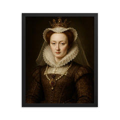 Mary Queen of Scots portrait framed print on a plain backdrop in size 16"x20".