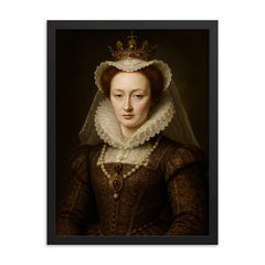 Mary Queen of Scots portrait framed print on a plain backdrop in size 18"x24".