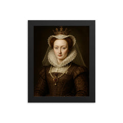 Mary Queen of Scots portrait framed print on a plain backdrop in size 8"x10".