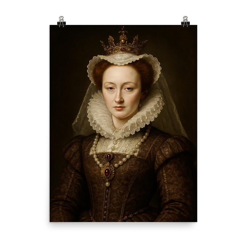 Mary Queen of Scots portrait poster on a plain backdrop in size 8