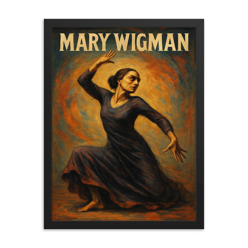 Mary Wigman framed print on a plain backdrop in size 18