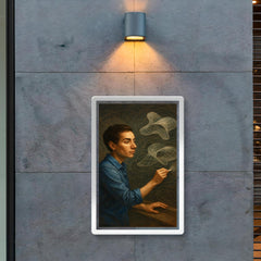 Maryam Mirzakhani drawing endless curved surfaces poster 2