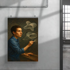 Maryam Mirzakhani drawing endless curved surfaces poster 4