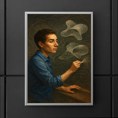 Maryam Mirzakhani drawing endless curved surfaces poster 5