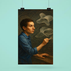 Maryam Mirzakhani drawing endless curved surfaces poster 6