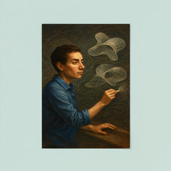 Maryam Mirzakhani drawing endless curved surfaces poster 8