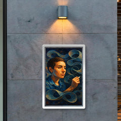 Maryam Mirzakhani drawing infinite surfaces poster 2