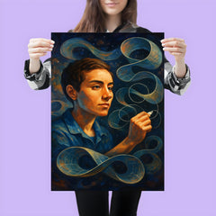 Maryam Mirzakhani drawing infinite surfaces poster 3